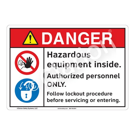 ANSI/ISO Compliant Danger/Hazardous Equipment Safety Signs Indoor/Outdoor Aluminum (BE) 12 X 18